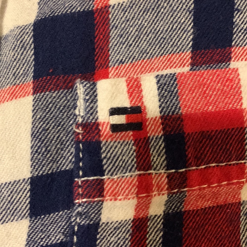 Kids Tommy Hilfiger Blue White and Red Long Sleeve Formal Button Down Shirt - Picture 2 of 8